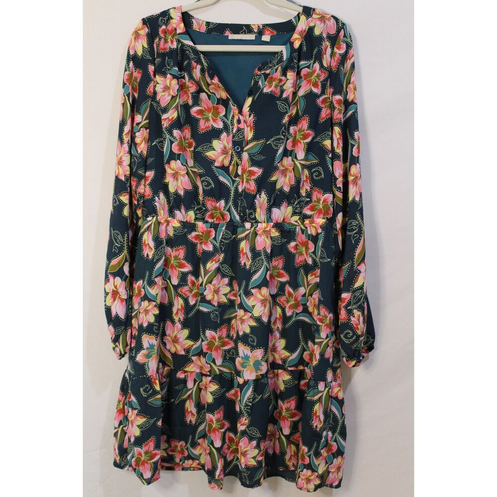 Sunny Leigh Long Sleeve Floral Dress L BOHO Cottagecore CasualWedding guest